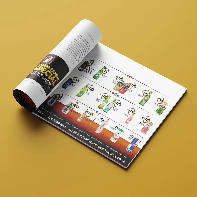 P Squared Lounge catalogue design